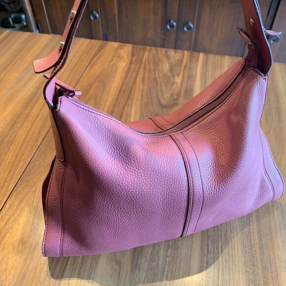 Kenneth Cole, leather, purse, handbag, messenger, tote, hobo, raspberry pink EUC - Picture 2 of 16